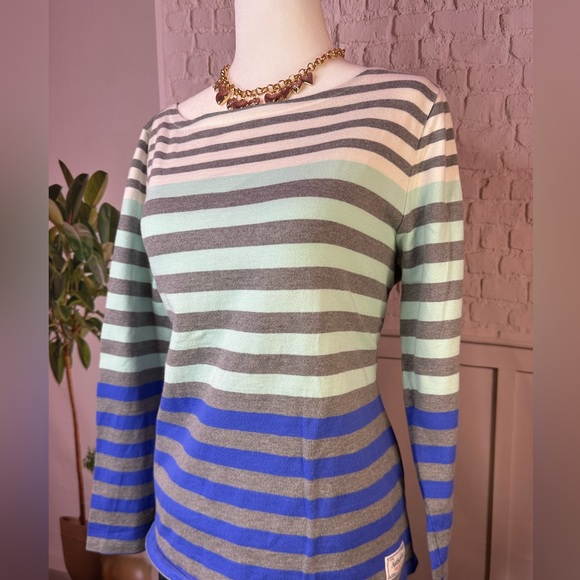 Talbots Multicolor Striped Long Sleeve Top large petite 100% cotton - Picture 6 of 7